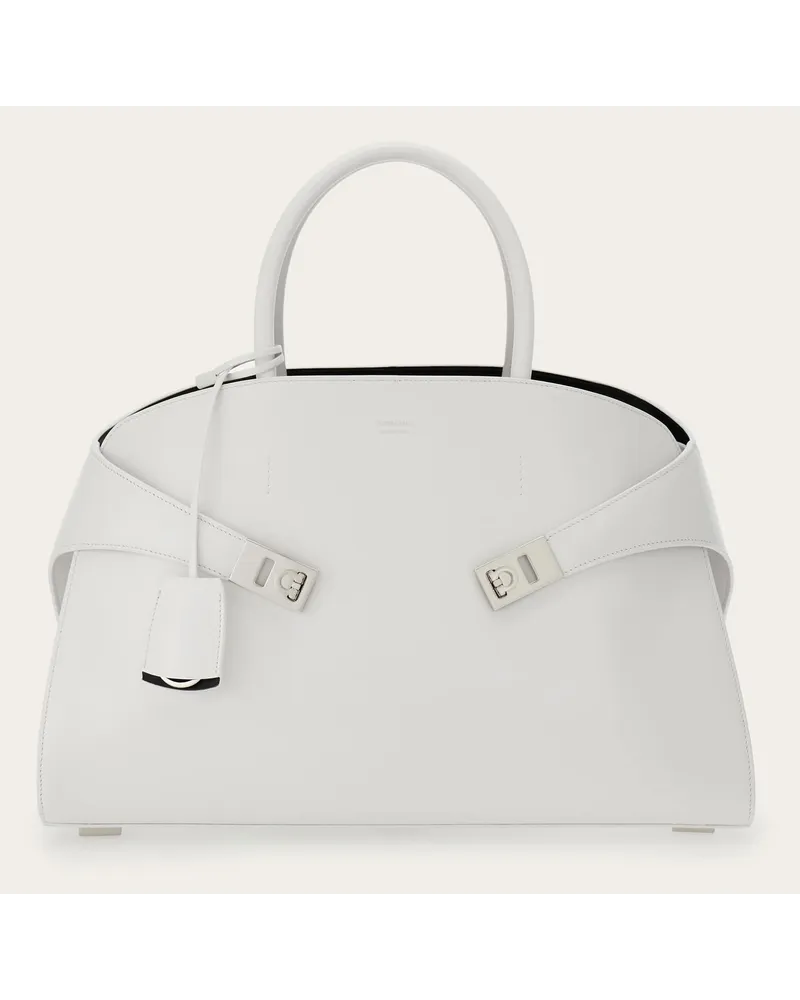 Ferragamo Donna Borsa a mano Hug bicolore (L) Bianco Bianco