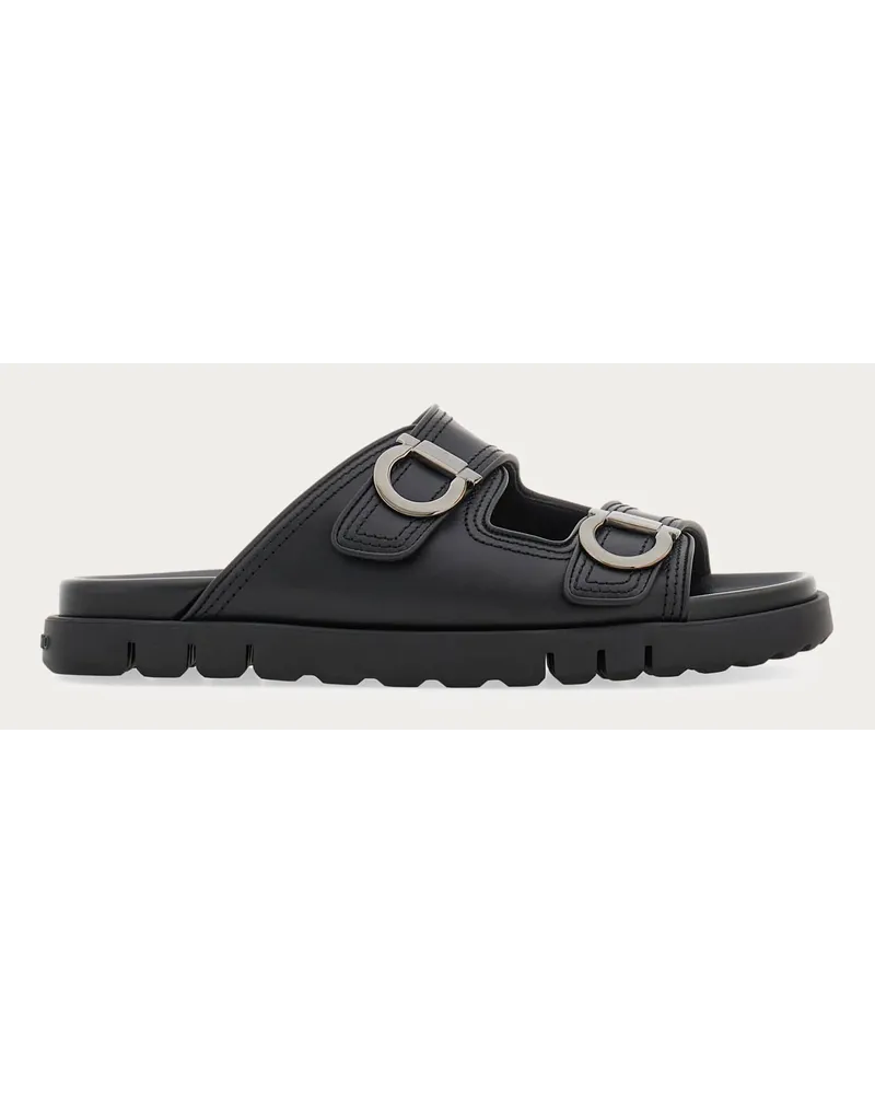 Ferragamo Uomo Sandalo a doppia fascia Nero Nero