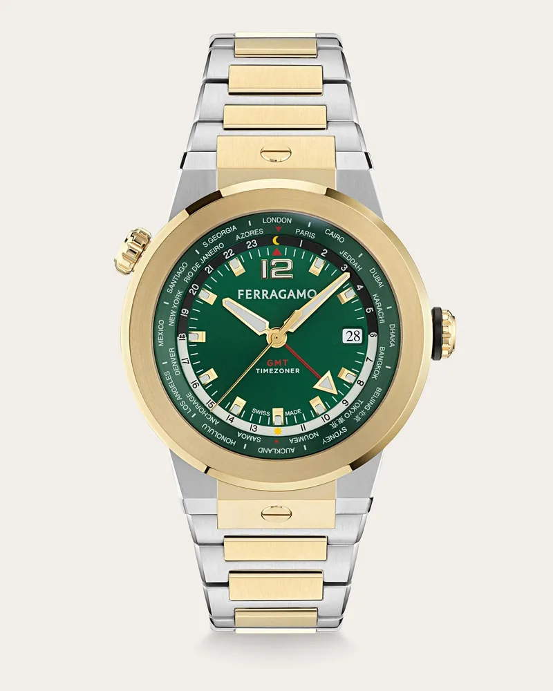 Ferragamo Uomo Orologio F-80 gmt Verde Verde