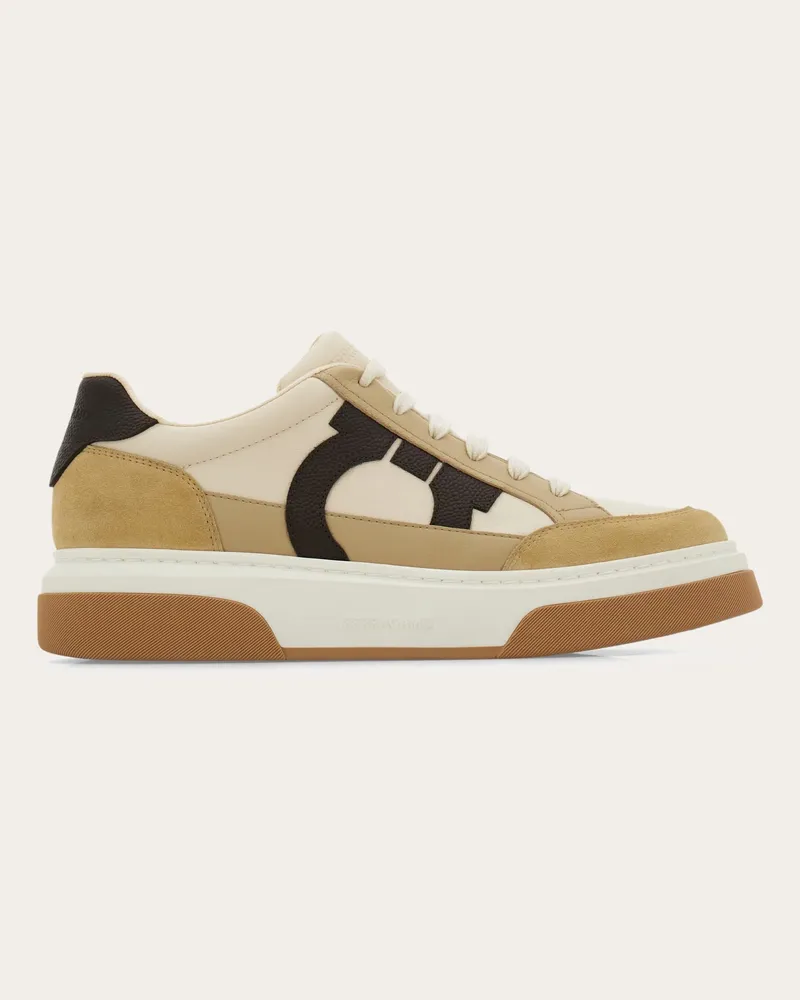 Ferragamo Uomo Sneaker bassa ornamento Gancini Beige Beige