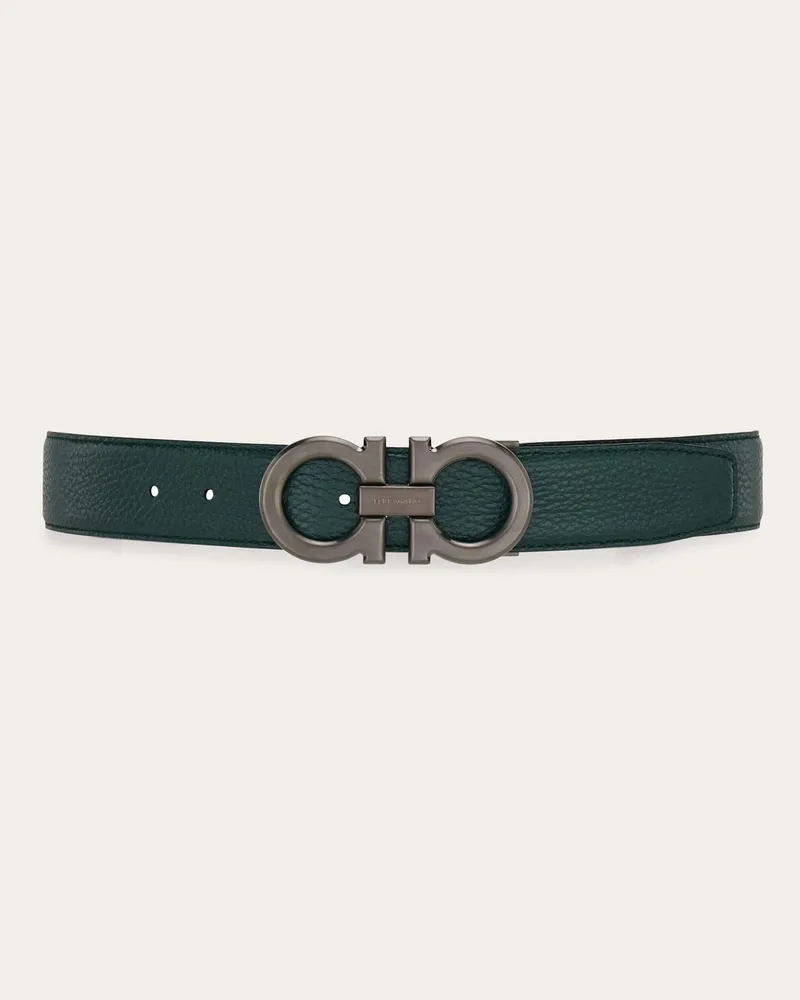 Ferragamo Uomo Cintura reversibile e regolabile Gancini Verde Verde