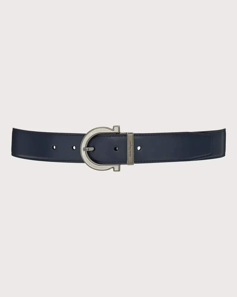 Ferragamo Uomo Cintura reversibile e regolabile Blu Blu