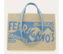 Donna Tote bag con logo (M) Beige