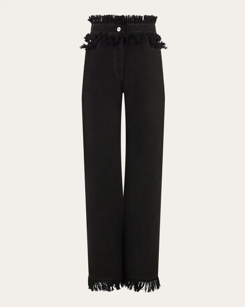 Ferragamo Donna Denim con sfrangiature Nero Nero