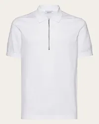 Ferragamo Uomo Polo con zip Bianco Bianco