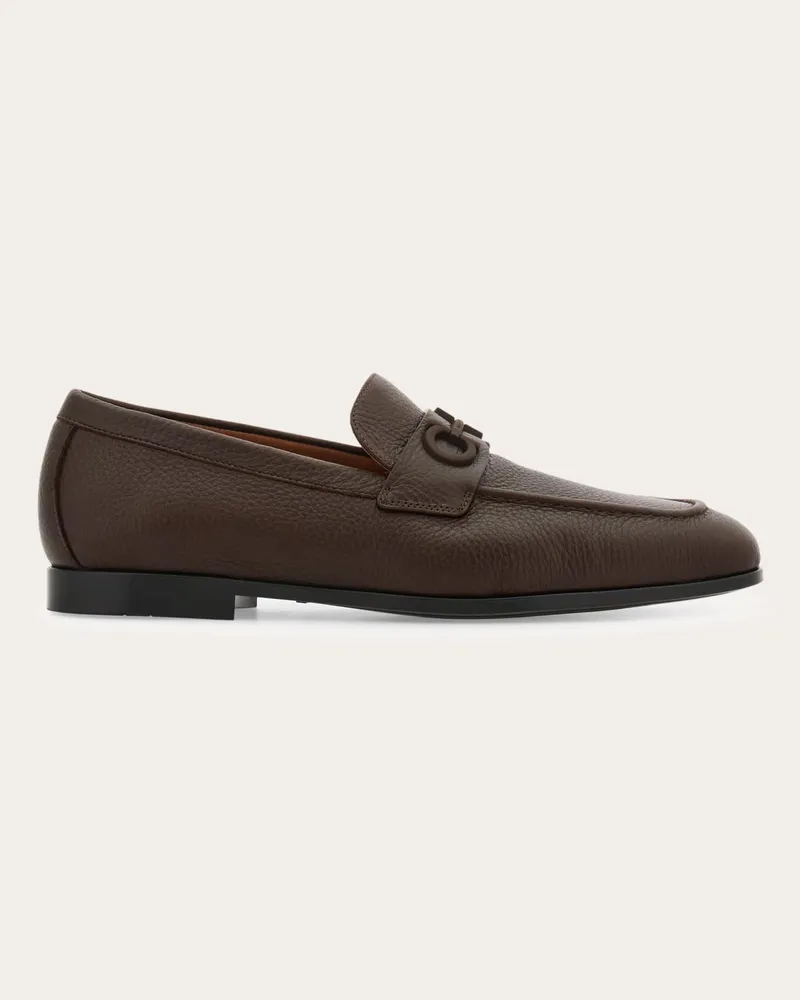 Ferragamo Uomo Mocassino con morsetto Gancini Marrone Marrone