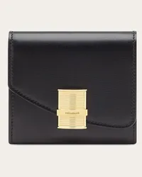 Ferragamo Donna Portafoglio compatto Fiamma Nero Nero