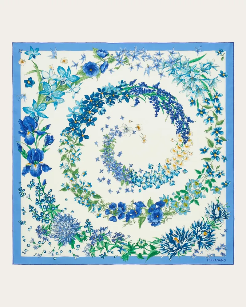 Ferragamo Donna Foulard in seta stampa Primavera Blu Blu