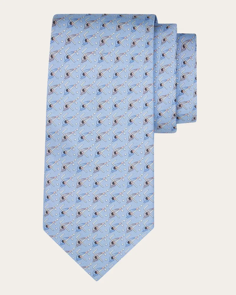 Ferragamo Uomo Cravatta in seta stampa Biliardo Blu Blu