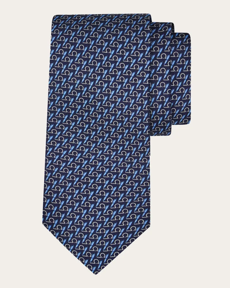 Ferragamo Uomo Cravatta in seta stampa Writer Blu Blu