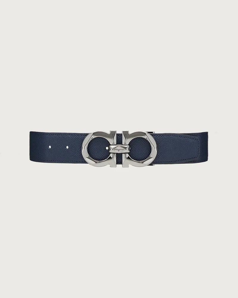 Ferragamo Uomo Cintura reversibile e regolabile Gancini Blu Blu