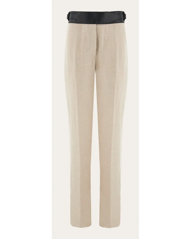 Ferragamo Donna Pantalone con cintura in eco pelle Beige Beige