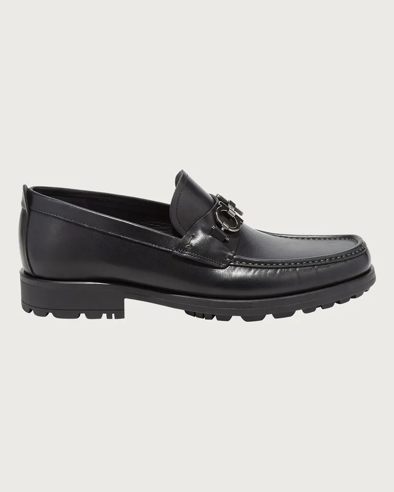 Ferragamo Uomo Mocassino ornamento Gancini Nero Nero