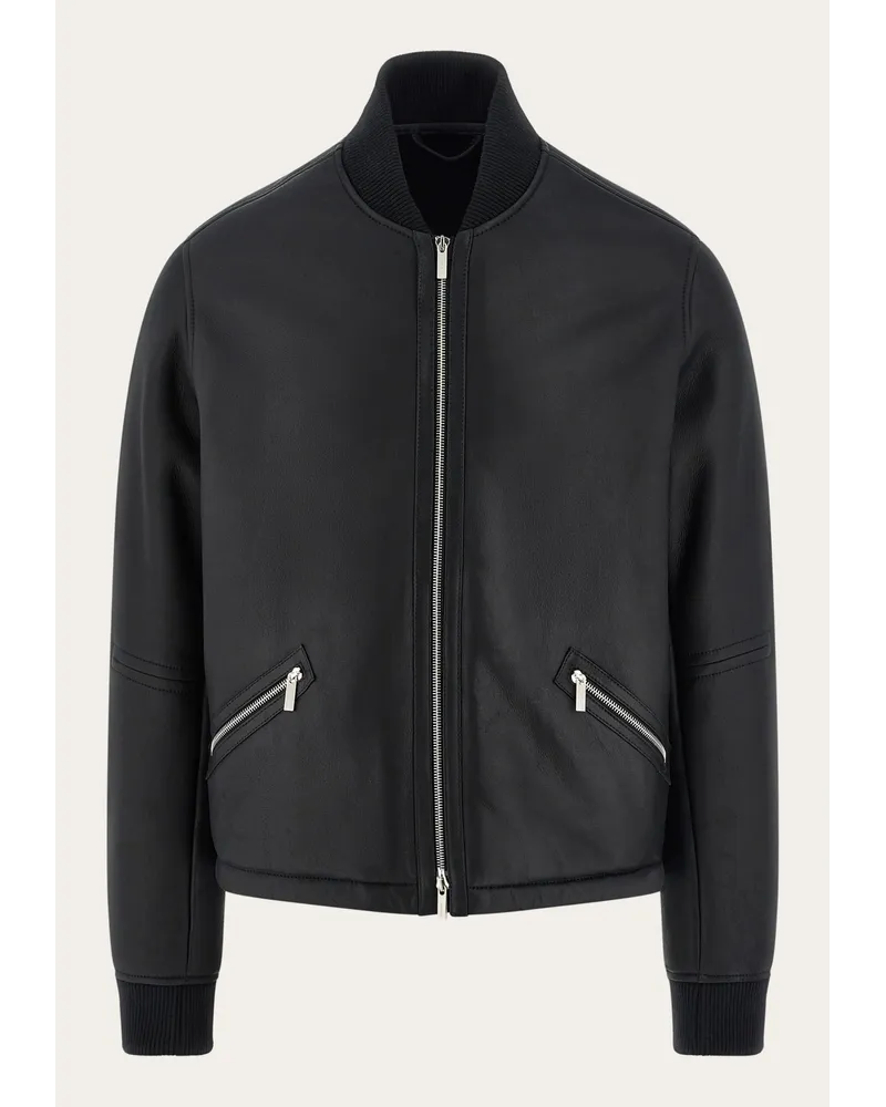 Ferragamo Uomo Bomber in merinos Nero Nero