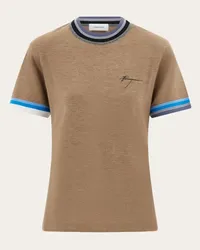 Ferragamo Donna T-shirt con bordi bicolori Beige Beige