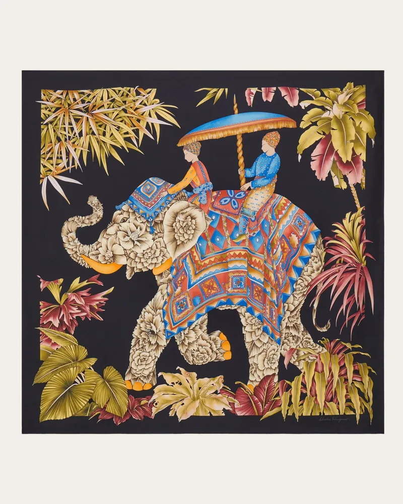 Ferragamo Donna Foulard in seta double face stampa India Multicolore Multicolore