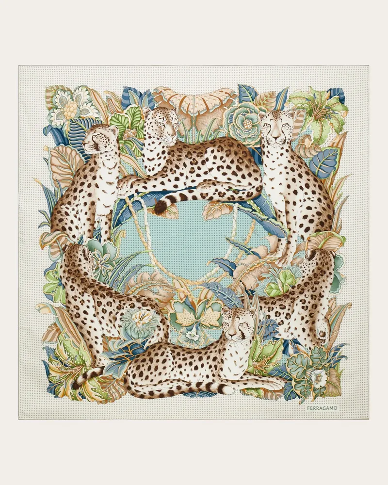 Ferragamo Donna Foulard in seta stampa Ghepardi Beige Beige
