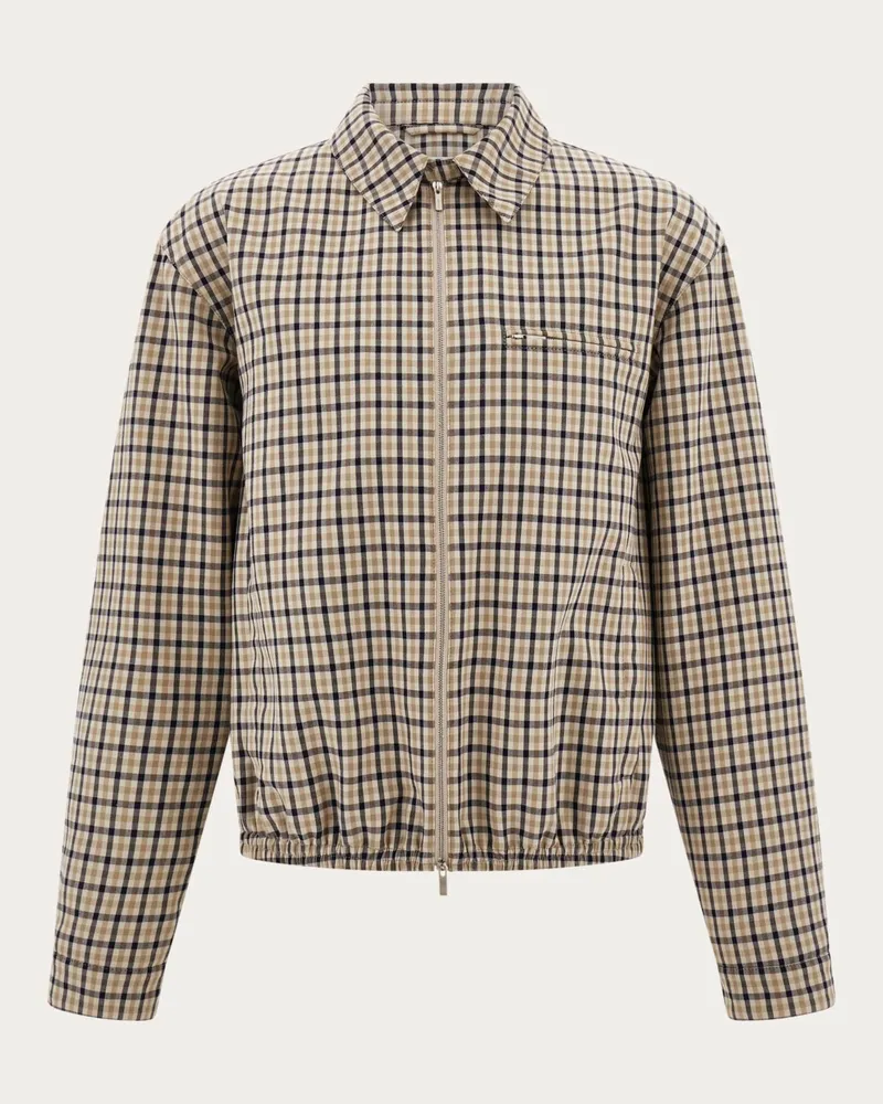 Ferragamo Uomo Bomber in tessuto check Blu Blu