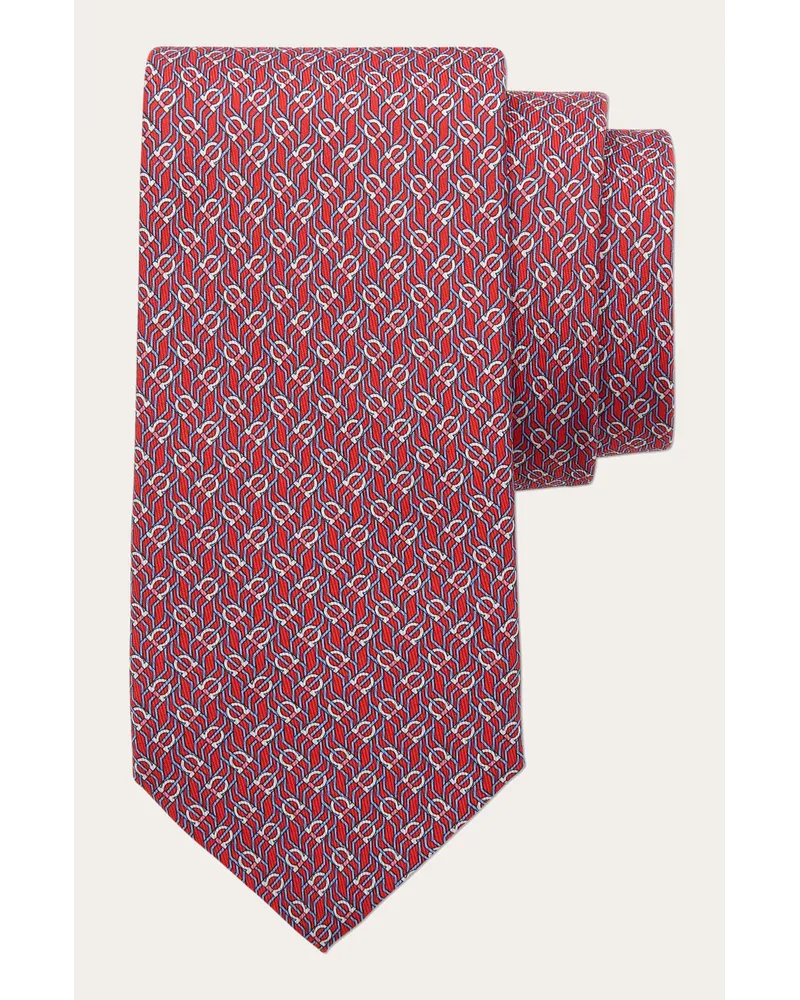 Ferragamo Uomo Cravatta in seta stampa Tetris Rosso Rosso
