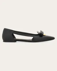 Ferragamo Donna Ballerina aperta ornamento Drop Bow Nero Nero