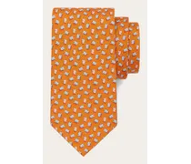 Uomo Cravatta in seta stampa Orsetto Arancione