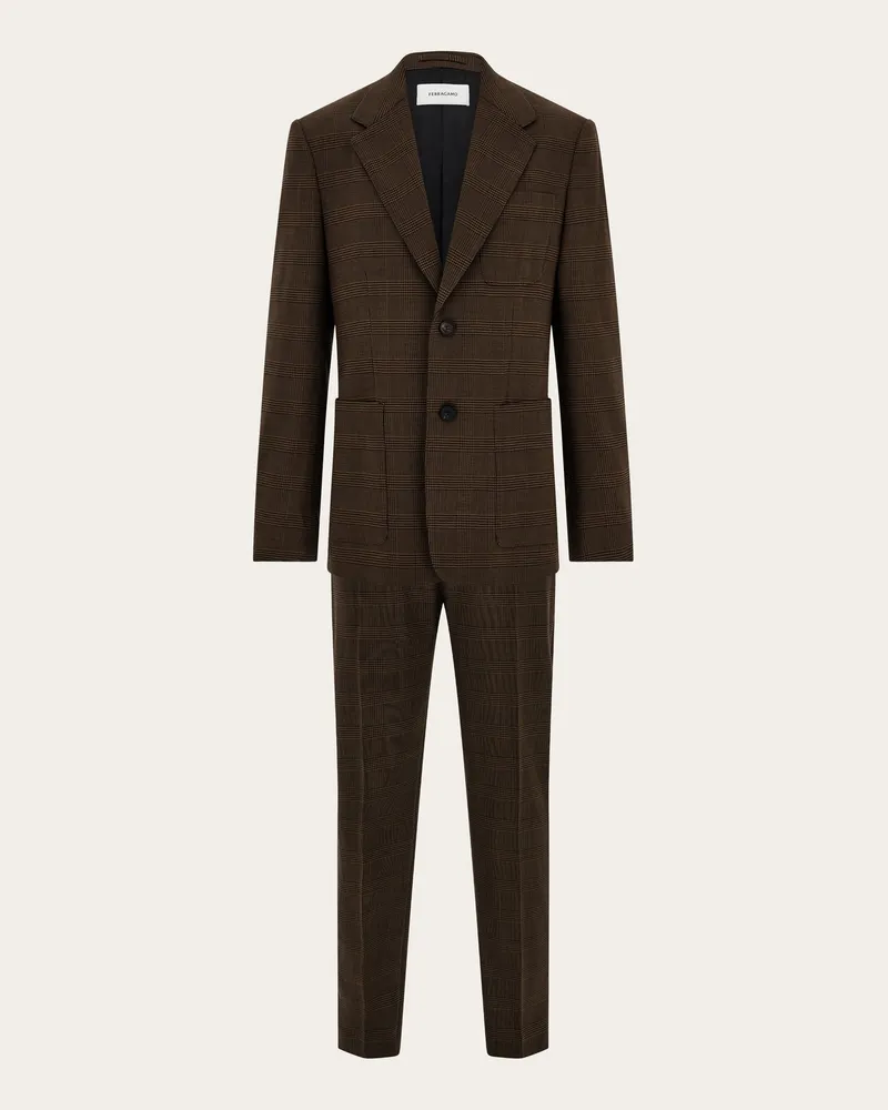 Ferragamo Uomo Abito in faille di lana e cashmere Nero Nero