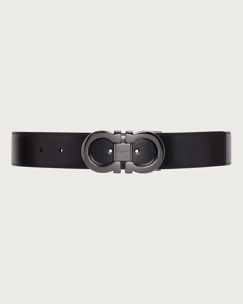 Ferragamo Uomo Cintura reversibile e regolabile Gancini Nero Nero