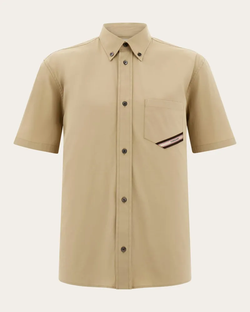 Ferragamo Uomo Camicia a manica corta Beige Beige