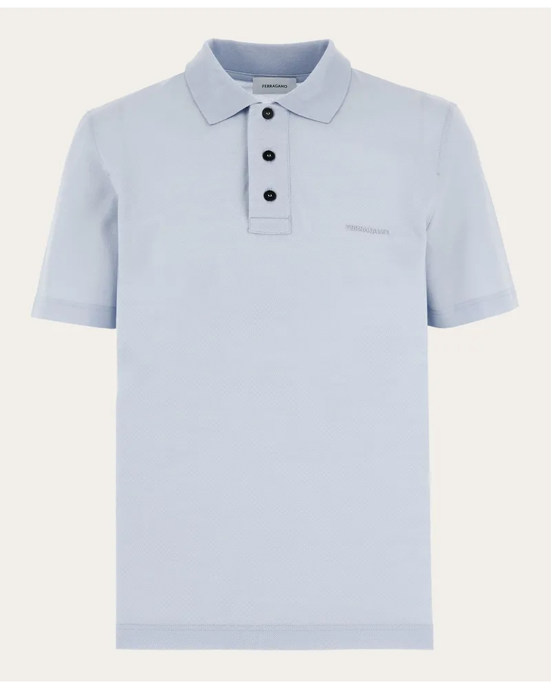 Ferragamo Uomo Polo con logo Blu Blu