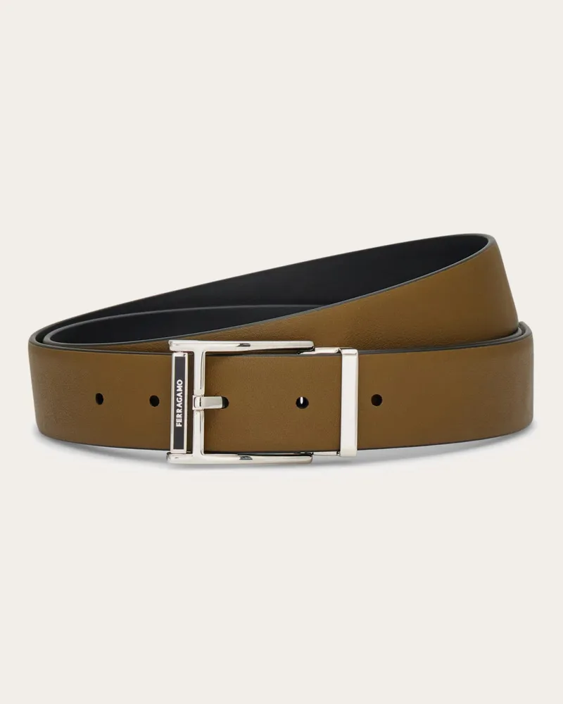 Ferragamo Uomo Cintura reversibile e regolabile Marrone Marrone