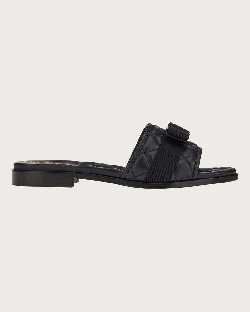 Ferragamo Donna Slide trapuntata fiocco Vara Nero Nero