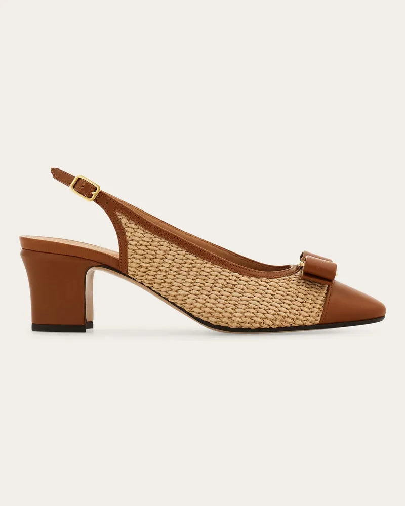 Ferragamo Donna Slingback fiocco Vara Marrone Marrone