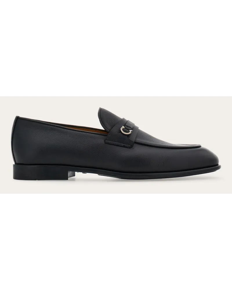 Ferragamo Uomo Mocassino con ornamento Gancini Nero Nero