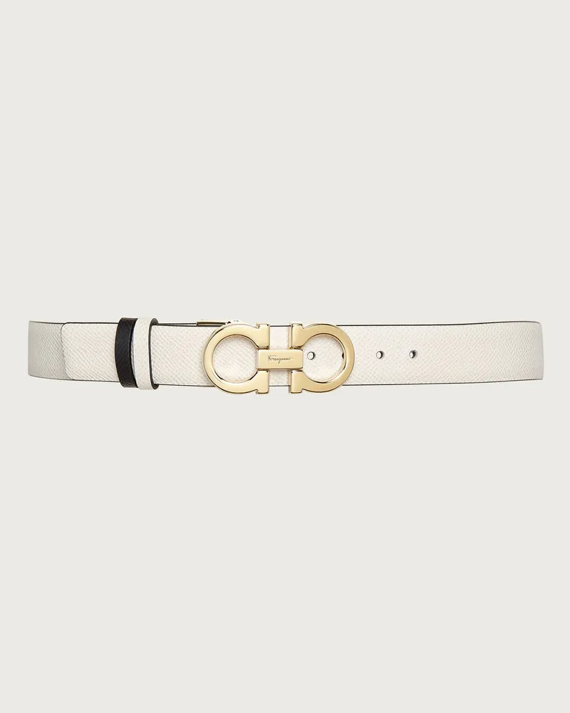 Ferragamo Donna Cintura reversibile e regolabile Gancini Bianco Bianco