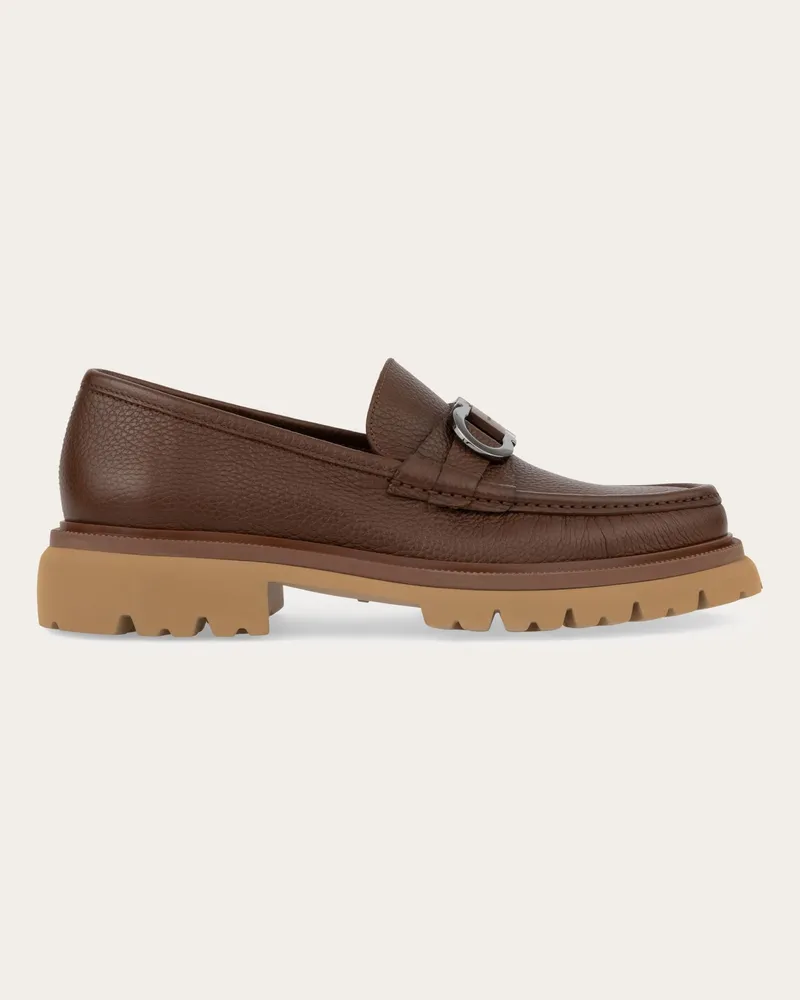 Ferragamo Uomo Mocassino ornamento Gancini Marrone Marrone