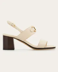 Ferragamo Donna Sandalo ornamento Gancini Bianco Bianco