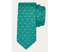 Uomo Cravatta in seta stampa Puzzle Verde