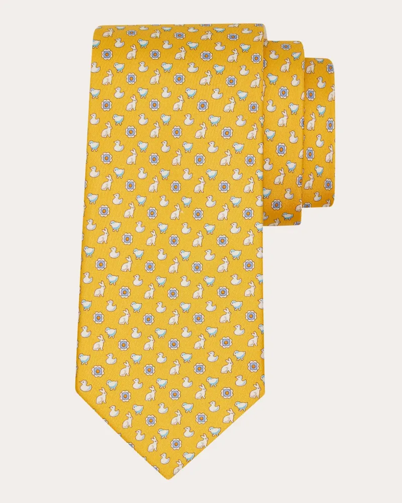 Ferragamo Uomo Cravatta in seta stampa Charm Giallo Giallo