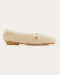 Ferragamo Donna Ballerina con laccio Bianco Bianco