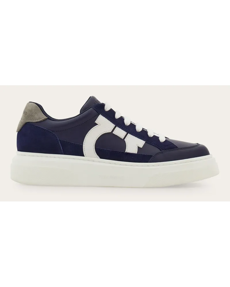 Ferragamo Uomo Sneaker bassa con Gancini Blu Blu