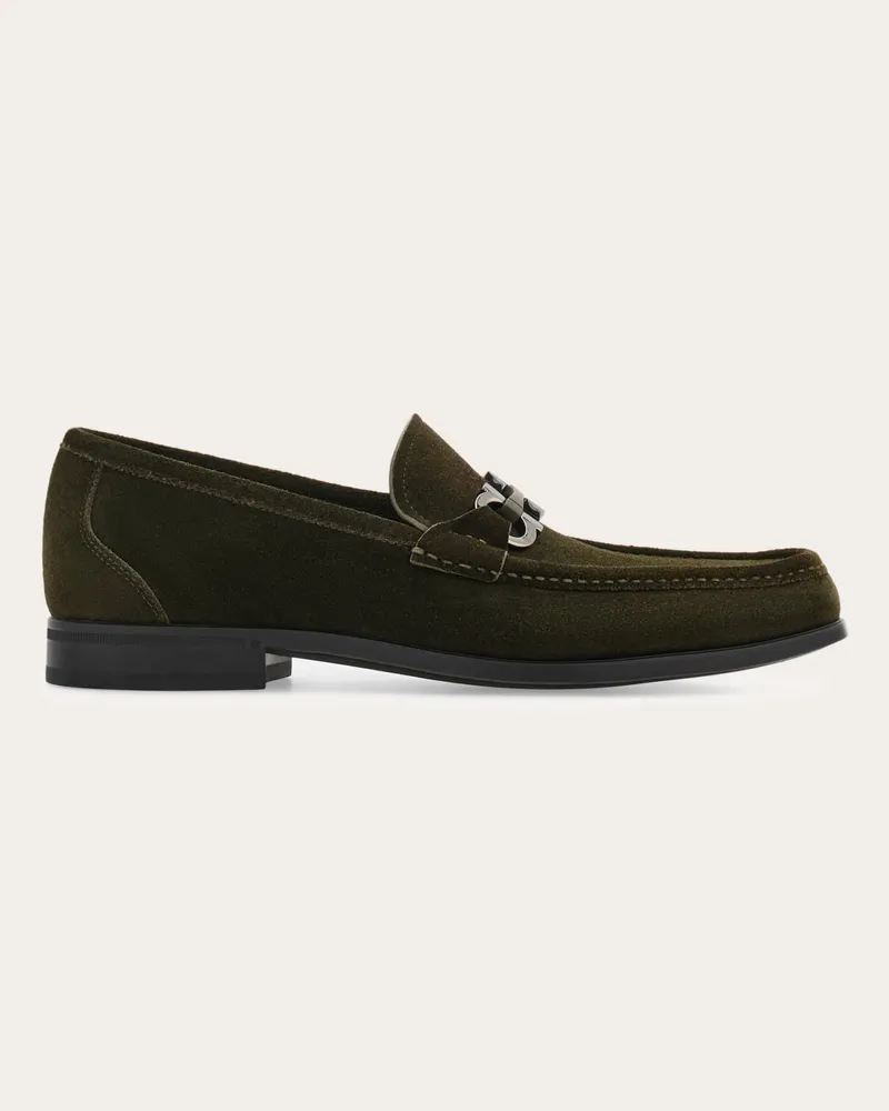 Ferragamo Uomo Mocassino ornamento Gancini Verde Verde