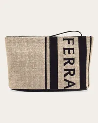 Ferragamo Uomo Pouch in tessuto jacquard Beige Beige