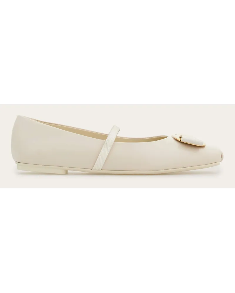 Ferragamo Donna Ballerina new Vara plate Bianco Bianco