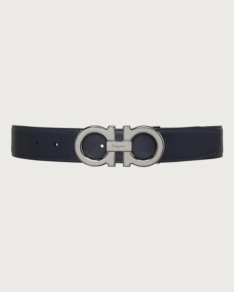 Ferragamo Uomo Cintura reversibile e regolabile Gancini Blu Blu