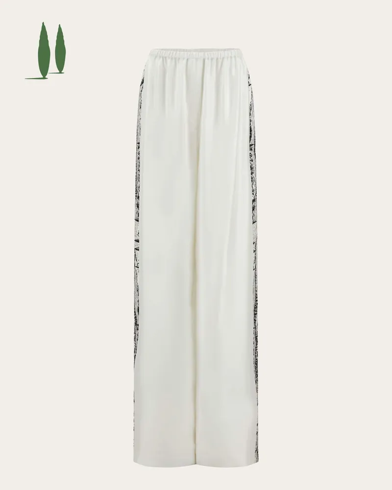 Ferragamo Donna Back to Earth - Pantalone in seta Bianco Bianco