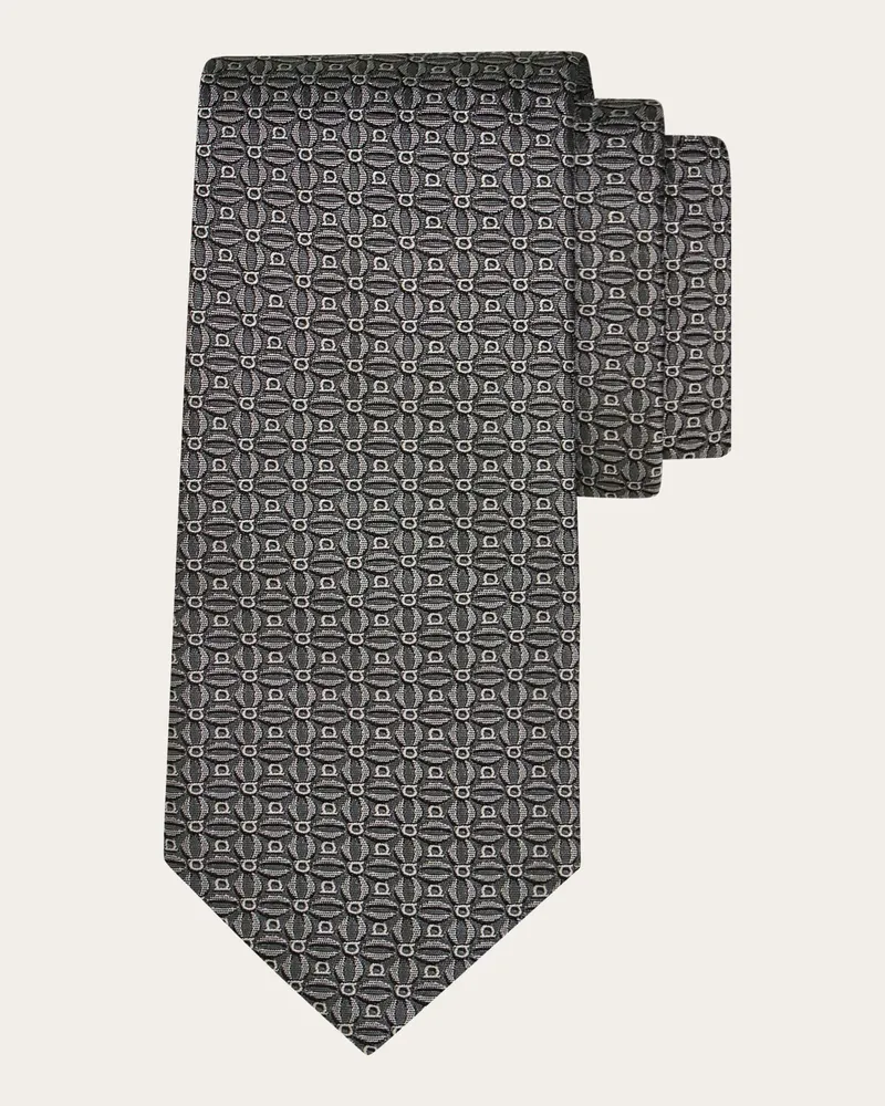 Ferragamo Uomo Cravatta jacquard Gancini Grigio Grigio