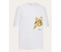 Uomo T-shirt manica corta con stampa botanica Bianco