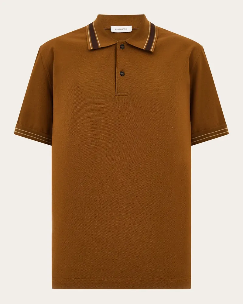 Ferragamo Uomo Polo a manica corta Marrone Marrone