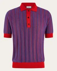 Ferragamo Uomo Polo a righe verticali Rosso Rosso