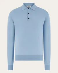 Ferragamo Uomo Polo manica lunga misto seta Blu Blu